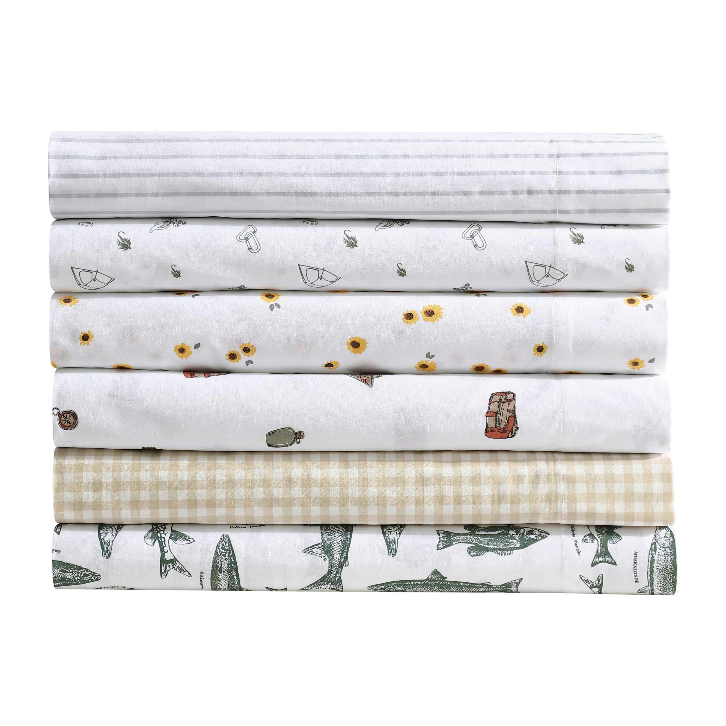 Eddie Bauer - Juego de sábanas, Ropa de Cama de percal de algodón con Fundas de Almohada a Juego, vigorizante y Transpirable, 200 Hilos, Classic Comfort Essentials (Amarillo Girasol, matrimonial)