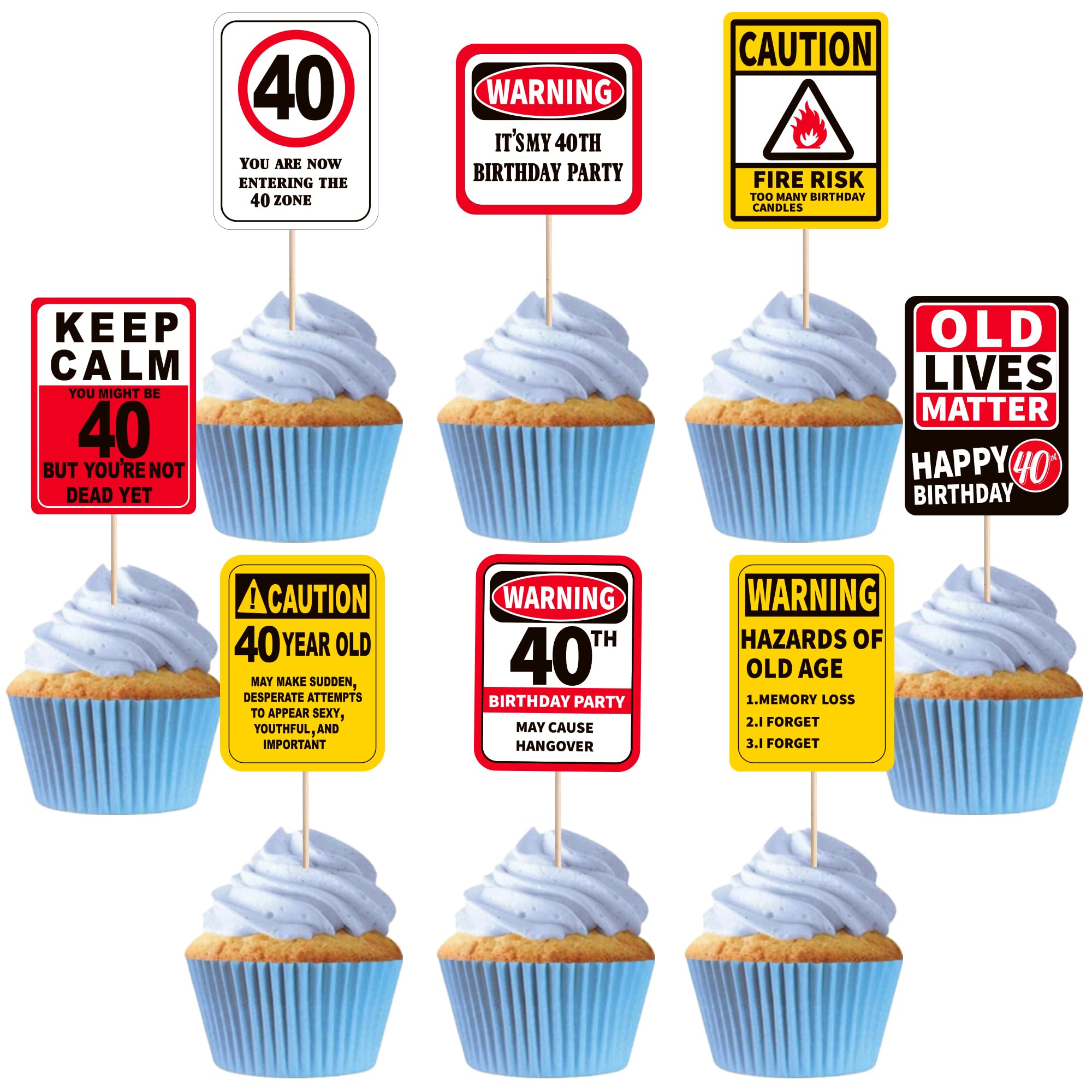 40 Stück 40th Geburtstag Tortendeko Celebrating 40 Years Cupcake Toppers Prost auf 40 Jahre Kuchen Deko 40th Birthday Cupcake Dekorationen für Geburtstag Jahrestag Party Kuchen Dekorationen