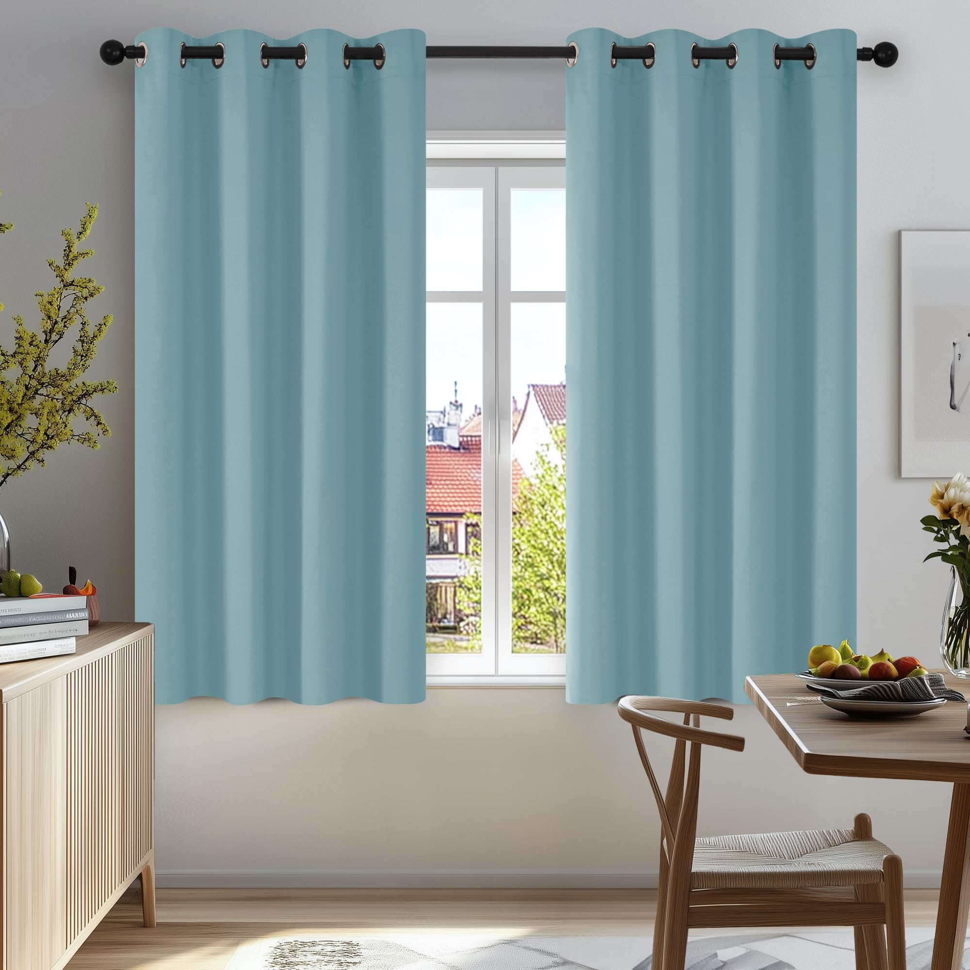 Deconovo Sky Blue Nursery Blackout Curtains Thermal Insulated Eyelet Curtains Blackout Curtain Panels 46 X 54 Inch 1 Pair