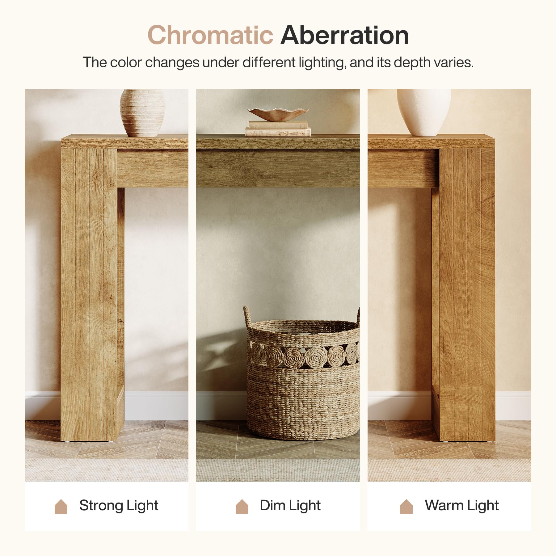 Tribesigns Mesa consola larga de 105 cm, en madera rústica para detrás del sofá, mesa de entrada estrecha para entrada, pasillo, salón (marrón)