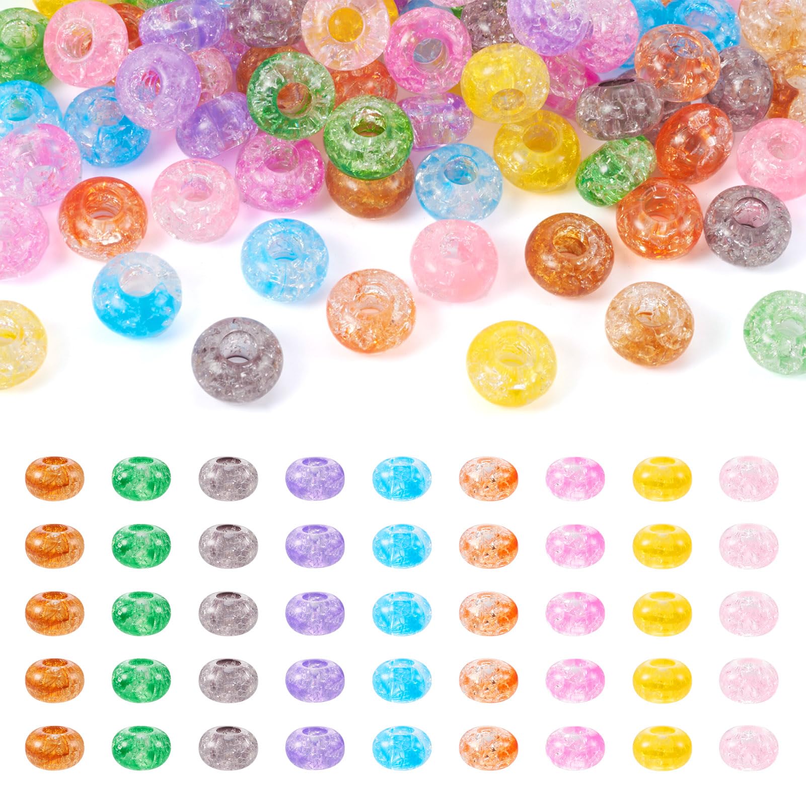100-Piece Clear Faceted Glass European Beads - 14x8mm Large Hole Rondelle Spacers For Jewelry Making