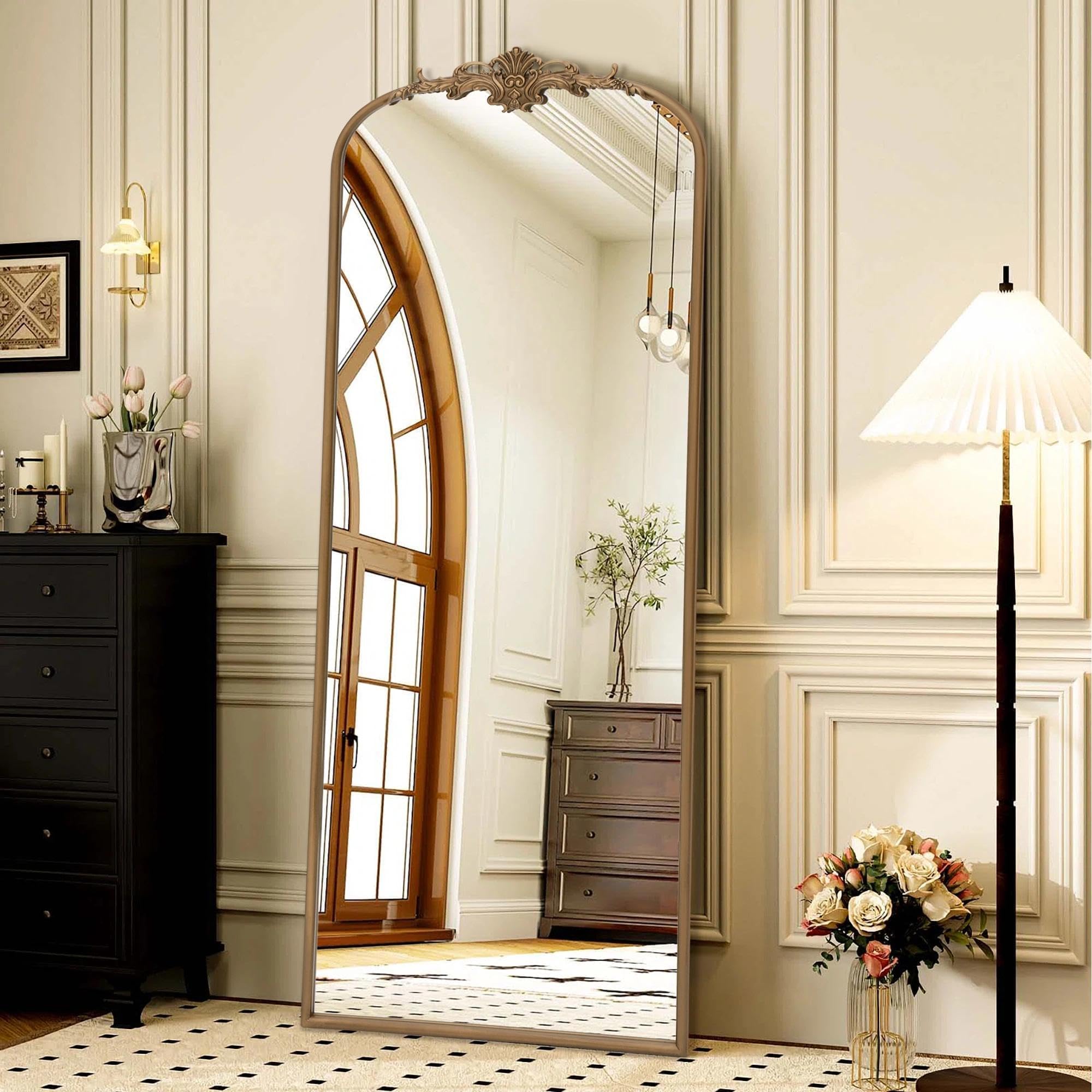 Besdomus Vintage Brass Gold Arched Mirror