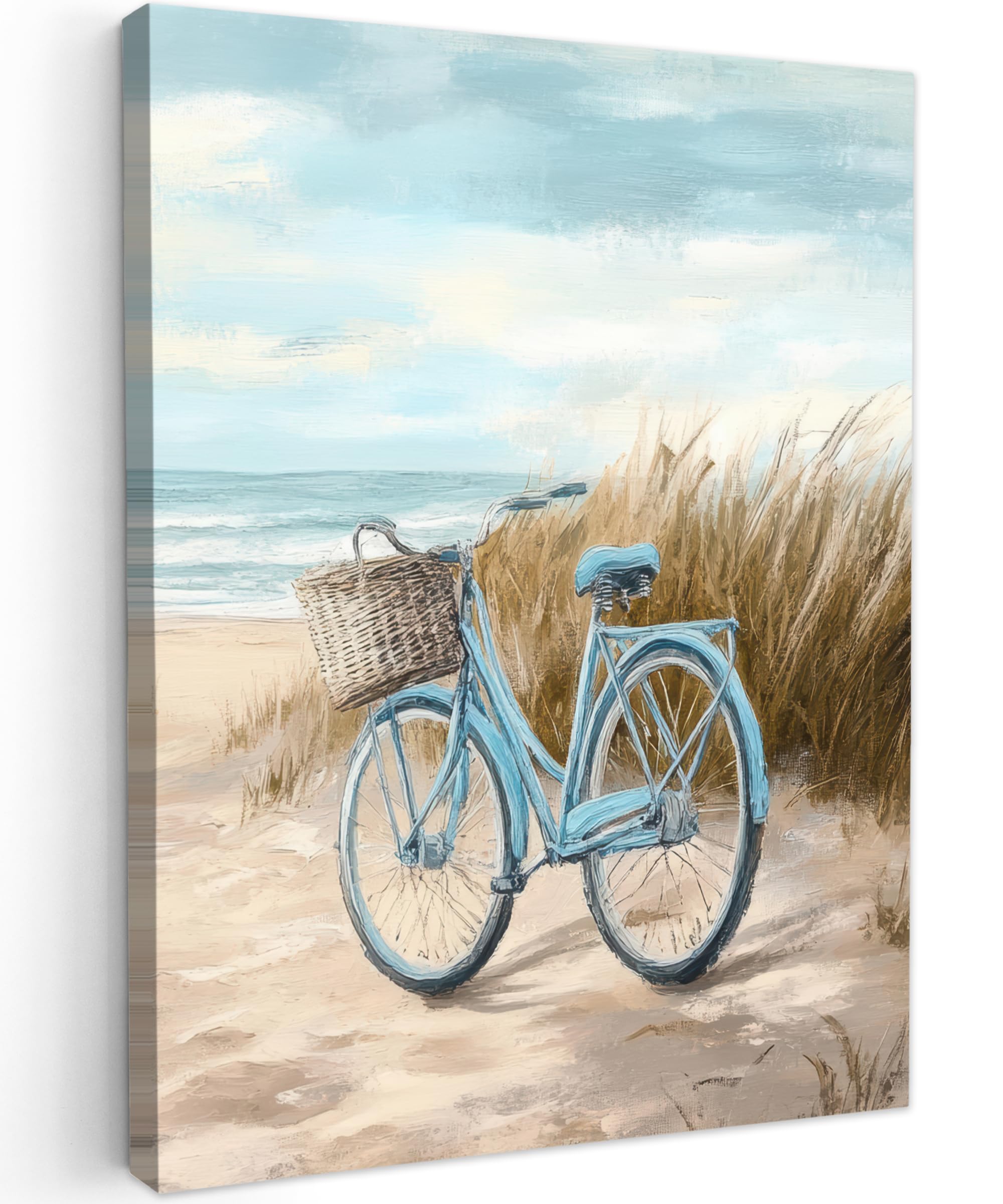 MuchoWow© Canvas Wall Art 24"x31" / 60x80 cm Decor Prints for Living Room Decorative Canvases Hall Artwork Beach - Sea - Bike - Vintage - Flowers