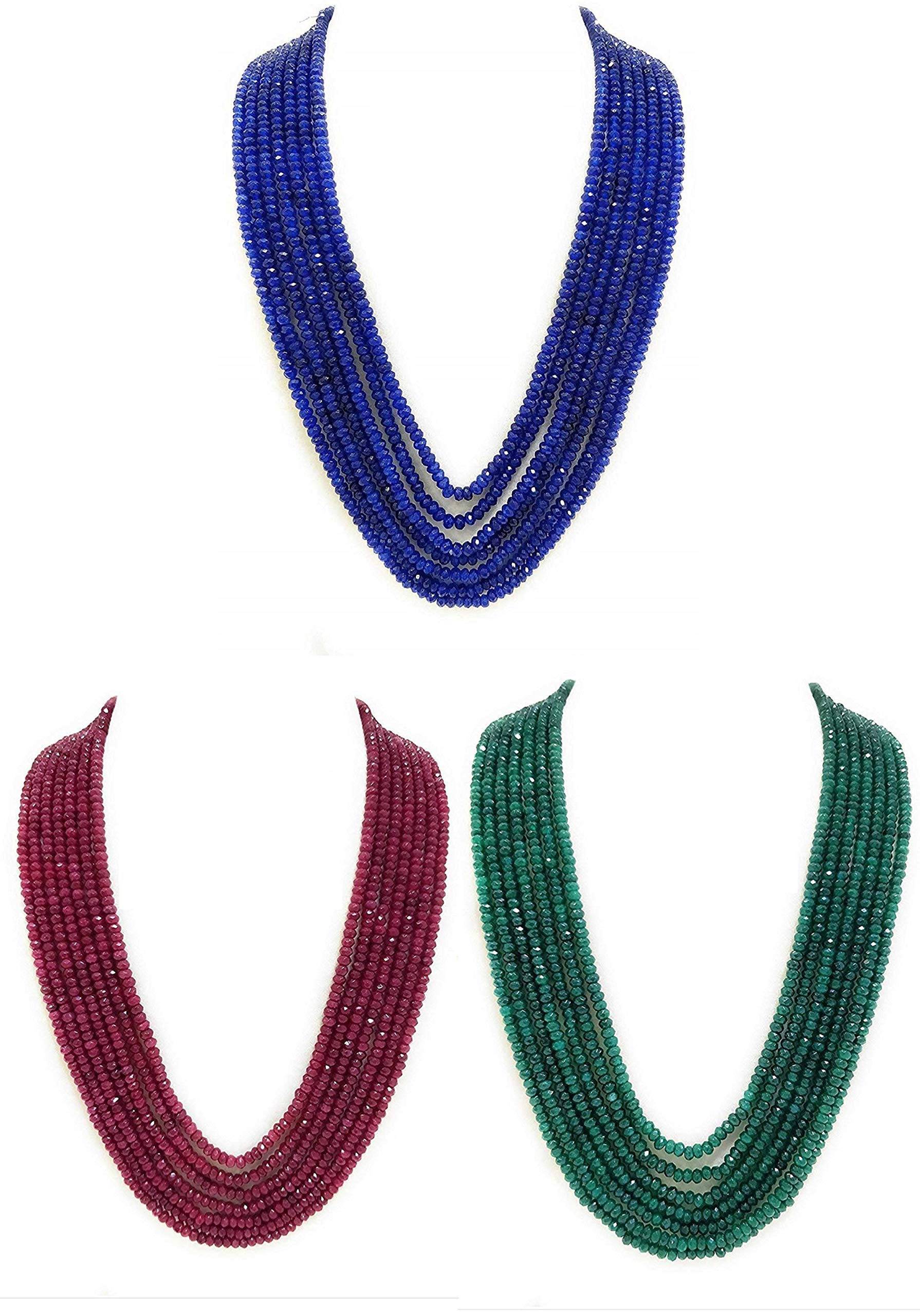 PANAASHE-RAJASTHANI Verified Legal Seal Stamped Classic Onyx 7 Layer Green and Ruby and Blue 4MM Semi Precious Gemstone Necklace (3 SETS) for women (B08LNR45RT) Amazon Price History, Amazon Price Tracker