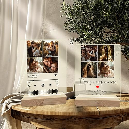 Miniatura 2 de V-DECORPARKS Placa acrílica personalizada con canción, música y foto personalizadas, marco de fotos personalizado, cubierta de álbum, regalos únicos