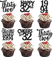 Vista 122 de 30 piezas de decoraciones para pastel de cumpleaños número 10, decoraciones de cupcakes negras con brillo, 10 feliz cumple, directo desde 2016, 10