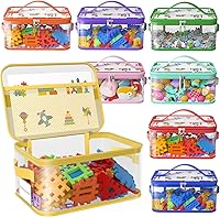 8-Pack Large Clear PVC Toy Storage Bags with Labels & Handles - Waterproof Organizers for Building Blocks, Puzzles, Kids Toys
