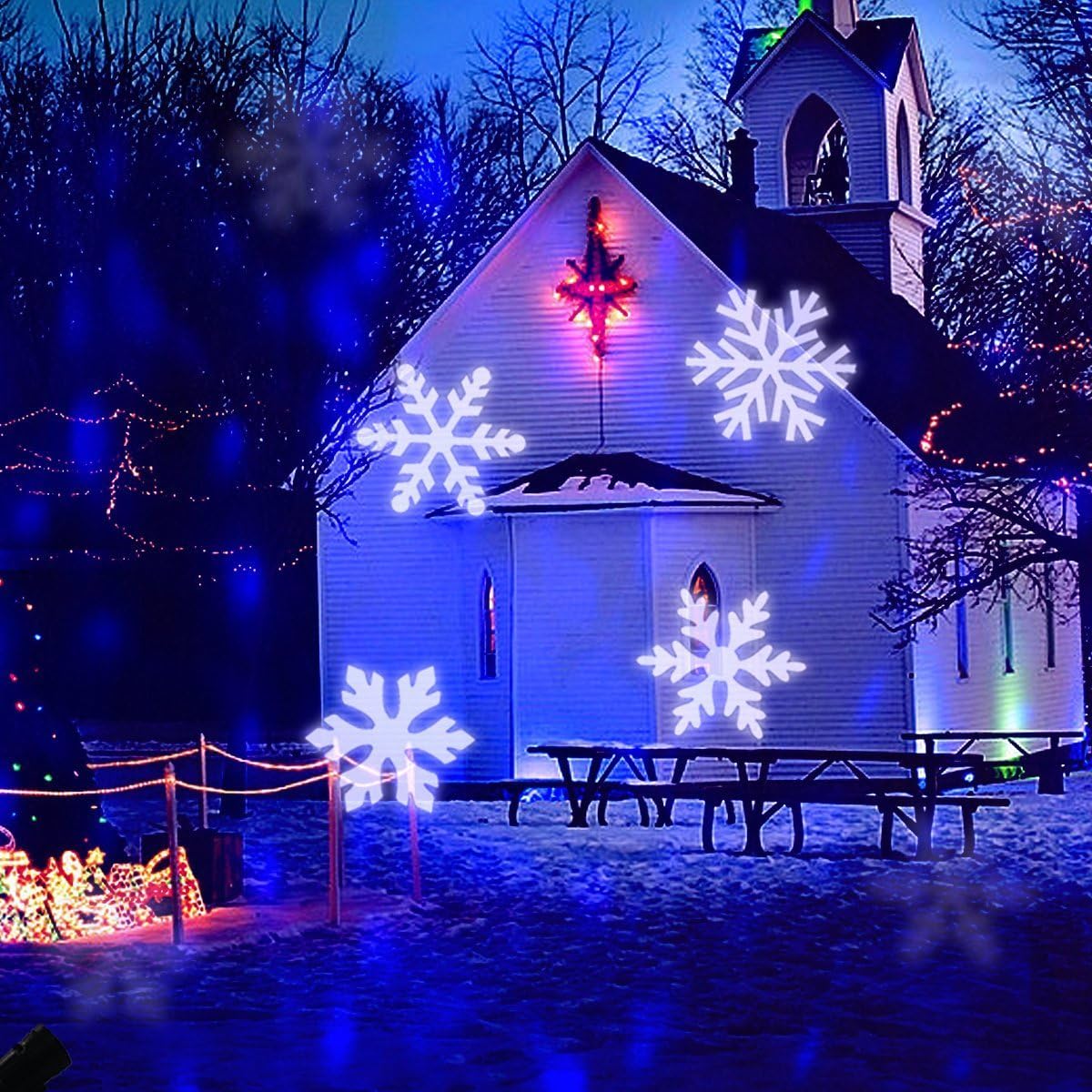 Decoration Projector Lights, Christmas Projector Lights Halloween Lights Indoor Outdoor Xmas Theme Light Projector Moving Snowflakes Garden Landscape Lights for Wedding Bedroom Garden Party Decoration