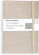 Portage Lined Hardcover Aesthetic Notebook Writing Journal – Bleed-Proof Paper Notepad for Journaling, High GSM, A5 Notebook, Cream Pages - Oatmeal, 6 x 8.5 Inches, 224 Pages