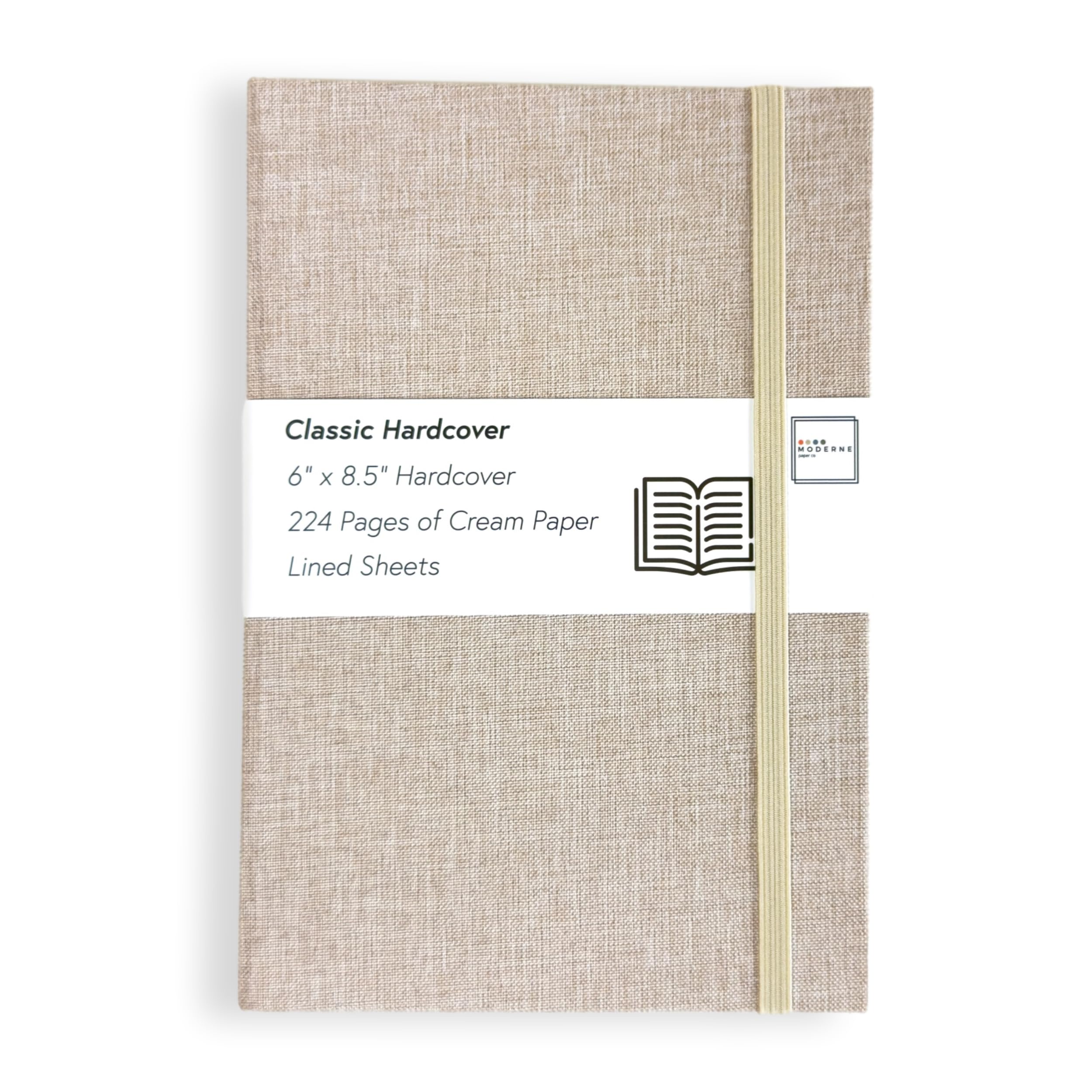 Portage Lined Hardcover Aesthetic Notebook Writing Journal – Bleed-Proof Paper Notepad for Journaling, High GSM, A5 Notebook, Cream Pages - Oatmeal, 6