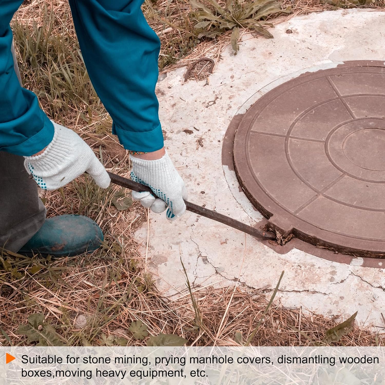 HARFINGTON 2pcs Aligning Pry Bar 33" Length 0.6" Rod Dia Carbon Steel Round Steel Crowbar Sleever Bar Connecting Bar for Prying and Aligning