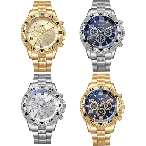 4 pcs Classics Business Watches for Men Big Face Men’s Watch Wholesales Analog Quartz Wristwatch