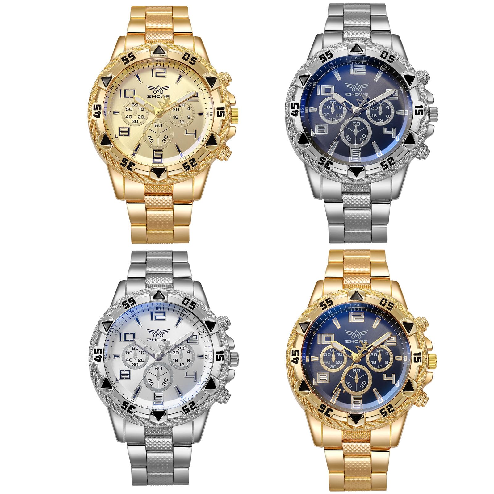 4 pcs Classics Business Watches for Men Big Face Men’s Watch Wholesales Analog Quartz Wristwatch