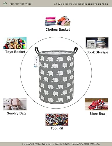 Miniatura 3 de Cesta de lavandería redonda impermeable, cesta de almacenamiento plegable, cestas de lavandería con asa, cesta de regalo, adecuada para habitación