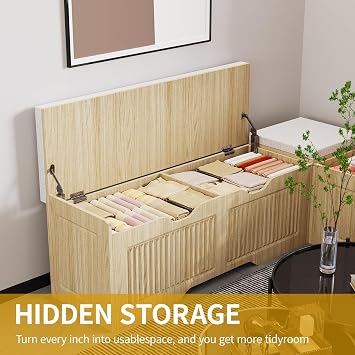 L Shaped Corner Storage Bench with Cushion, Kitchen Breakfast Nook Bench with Lift Top Hidden Storage, Wood Flip-Top Shoe Benches for Entryway Dining Room, Kitchen, Bedroom (Oak)