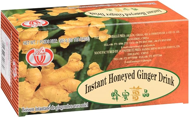 Instant Honeyed Ginger Drink Bundle. Includes (1) Package of Ann Instant Honeyed Ginger Drink (20 total tea bags) with BIG MAPLE Trivia Card Game (200 Questions!).