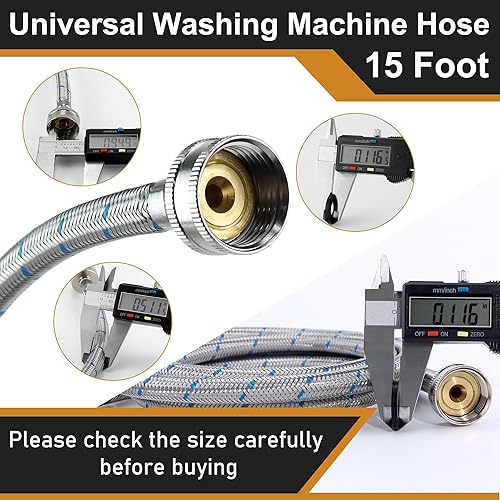 Miniatura 2 de 15 FT Washing Machine Hose,Long Washer Water Supply Hoses Hot And Cold Connection(2Packs),Washer Machine Hose Universal Fit for All Standard Wash