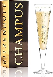 Ritzenhoff Champus Flûte à champagne de Werner Bohr - En cristal - 200 ml - Avec des motifs précieux en or et platine - Serviette en tissu fournie.