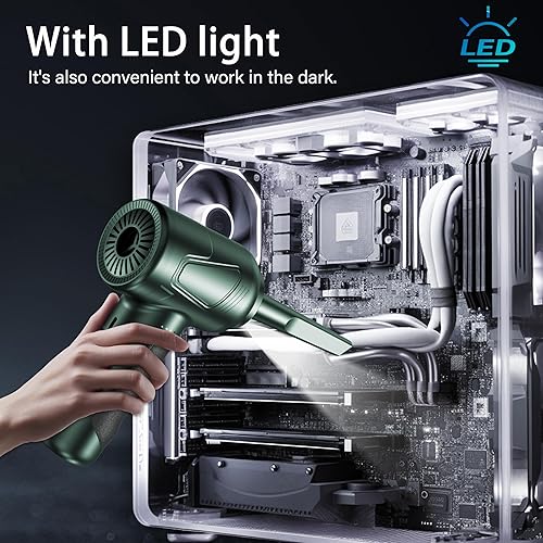 Miniatura 10 de Plumero de aire comprimido 4.0, soplador de aire inalámbrico, plumero de aire eléctrico para limpieza de teclado y PC, kit de limpieza de aire,