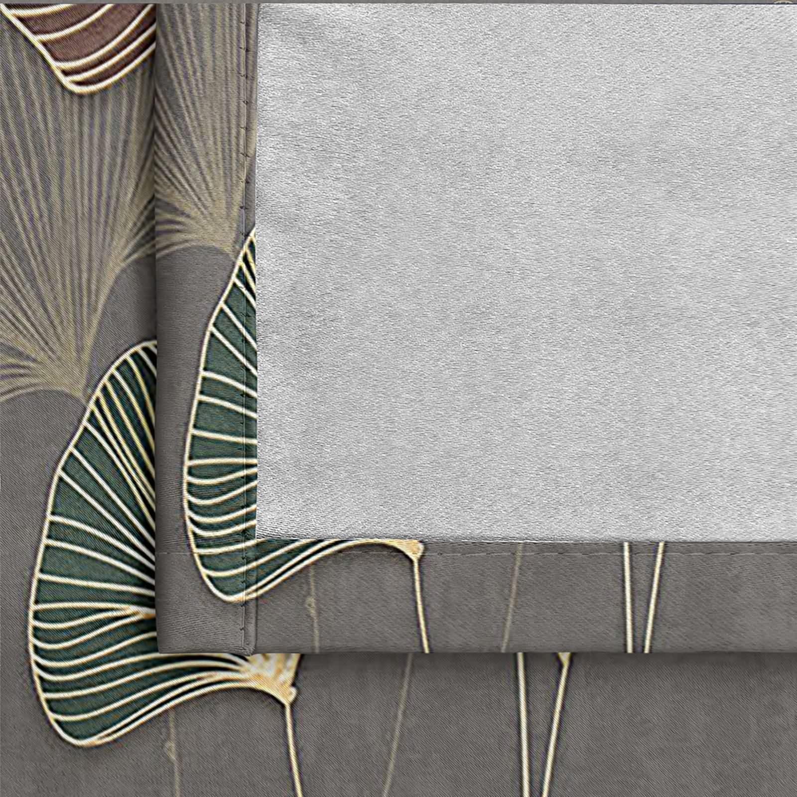 Rideau Anniversaire, Rideaux Fenetre Chambre Gris Foncé Polyester Motif de Feuille de Ginkgo 107L x 229H CM Lot de 2