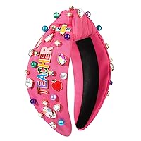 Vista 12 de mokkia Diadema para profesora, accesorios para mujer, lápiz de libro, diadema con diamantes de imitación adornados con cristales y nudos, regalos