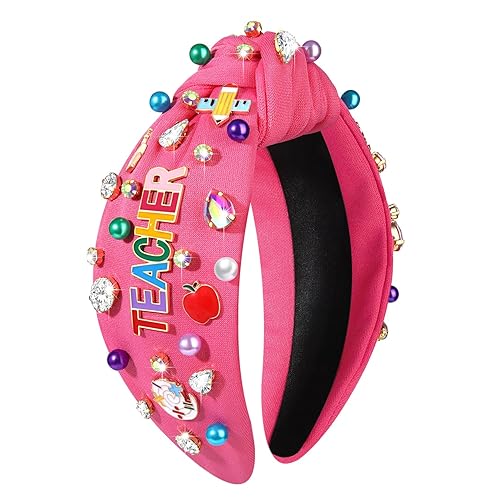 Miniatura 12 de mokkia Diadema para profesora, accesorios para mujer, lápiz de libro, diadema con diamantes de imitación adornados con cristales y nudos, regalos