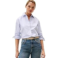 Tommy Hilfiger Donna Camicia Oxford Relaxed Fit, (Classic Ithaca STP/Mid Blue)