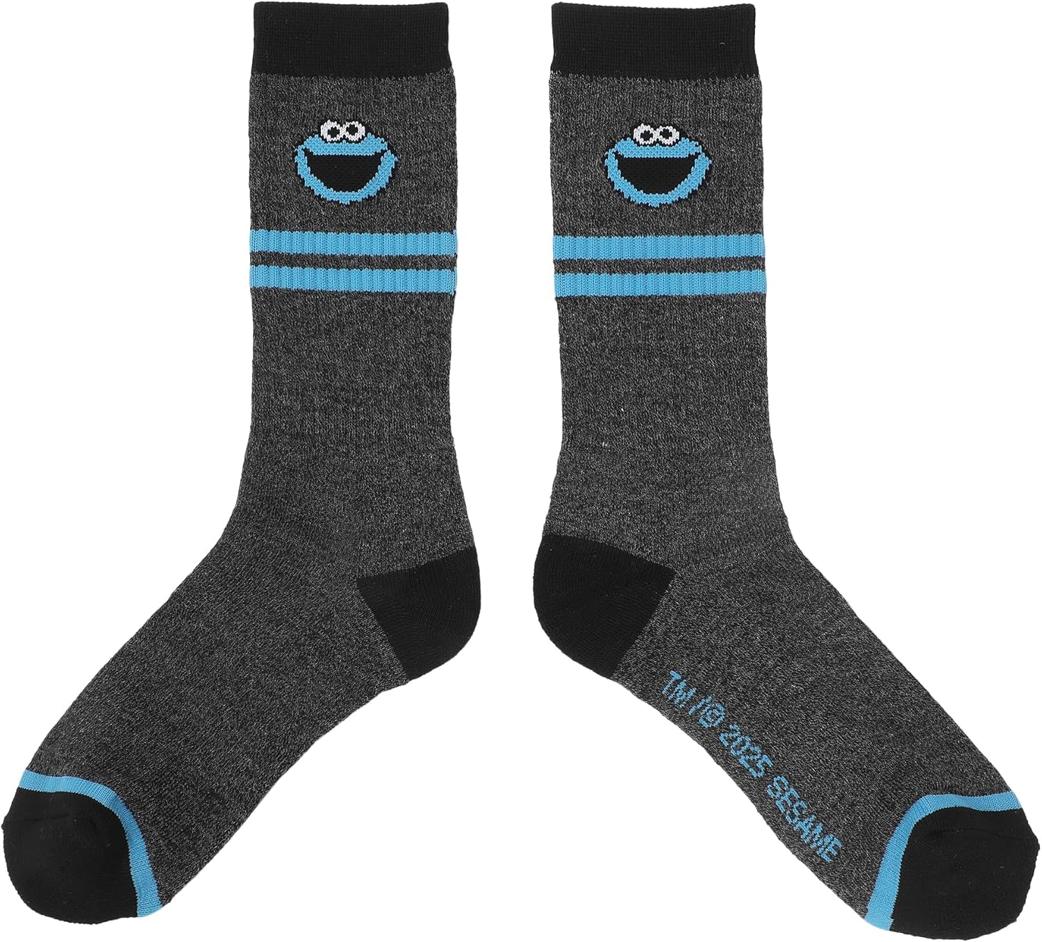 Bioworld Sesame Street Cookie Monster Men's 3-Pair Pack Athletic Crew Socks - Image 2