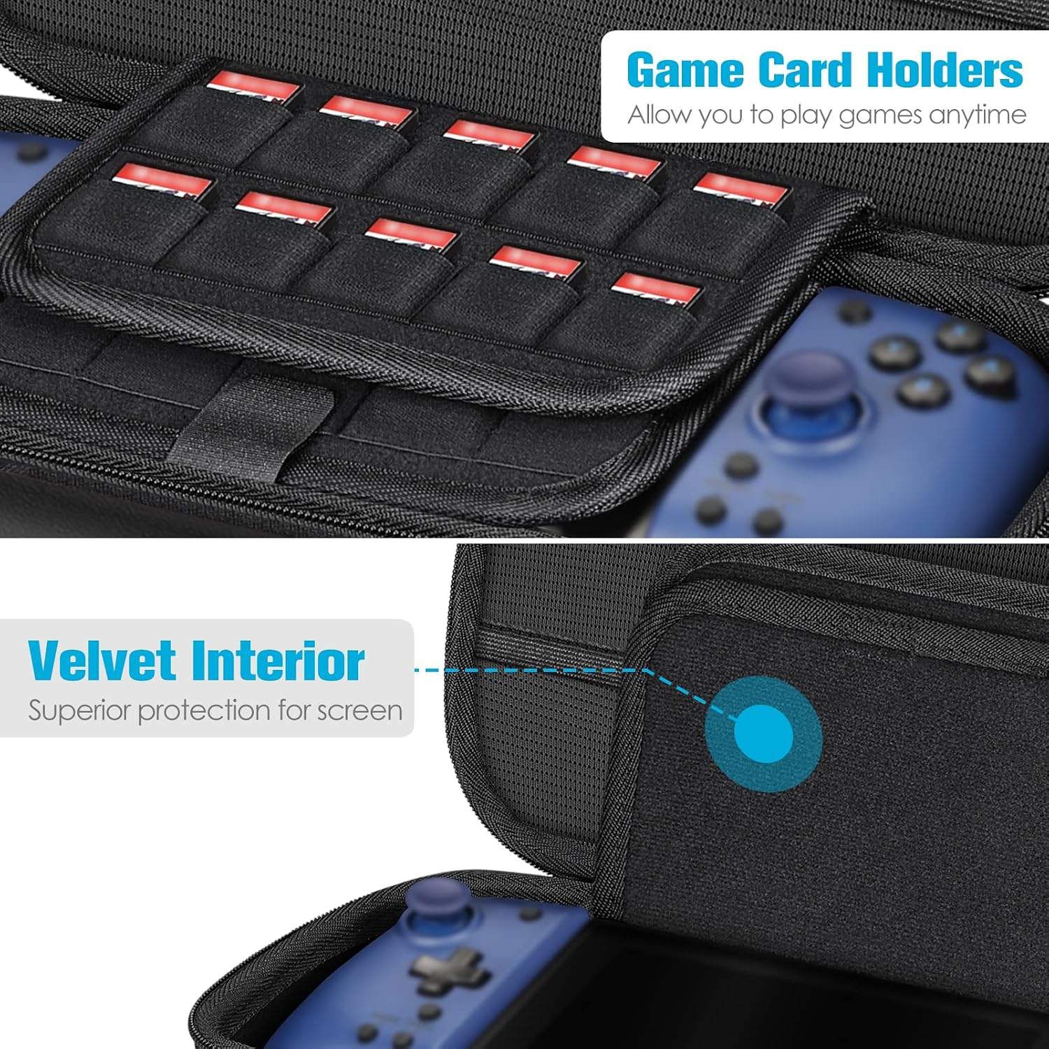 FINTIE Carrying Case for Hori Nintendo Switch Split Pad Pro Controller | Shockproof Hard Shell Cover, Portable Travel Storage Bag, 30 Game Card Slots & Inner Pocket, Hori Split Pad Pro Case