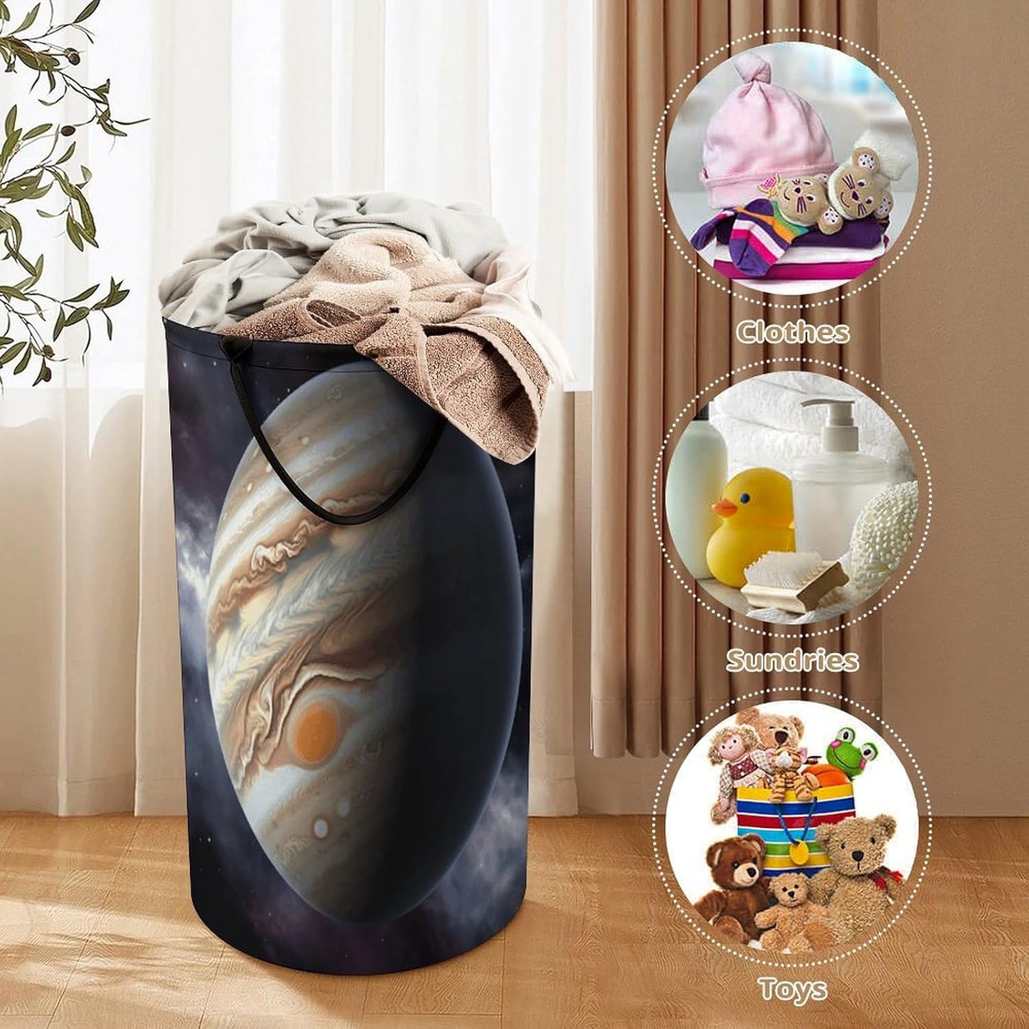 Jupiter Landscape Laundry Hamper Portable Lightweight Clothes Hampers Fashion Dirty Laundry Storage Basket Large Capacity Foldable Clothes Baskets for Bathroom Bedroom