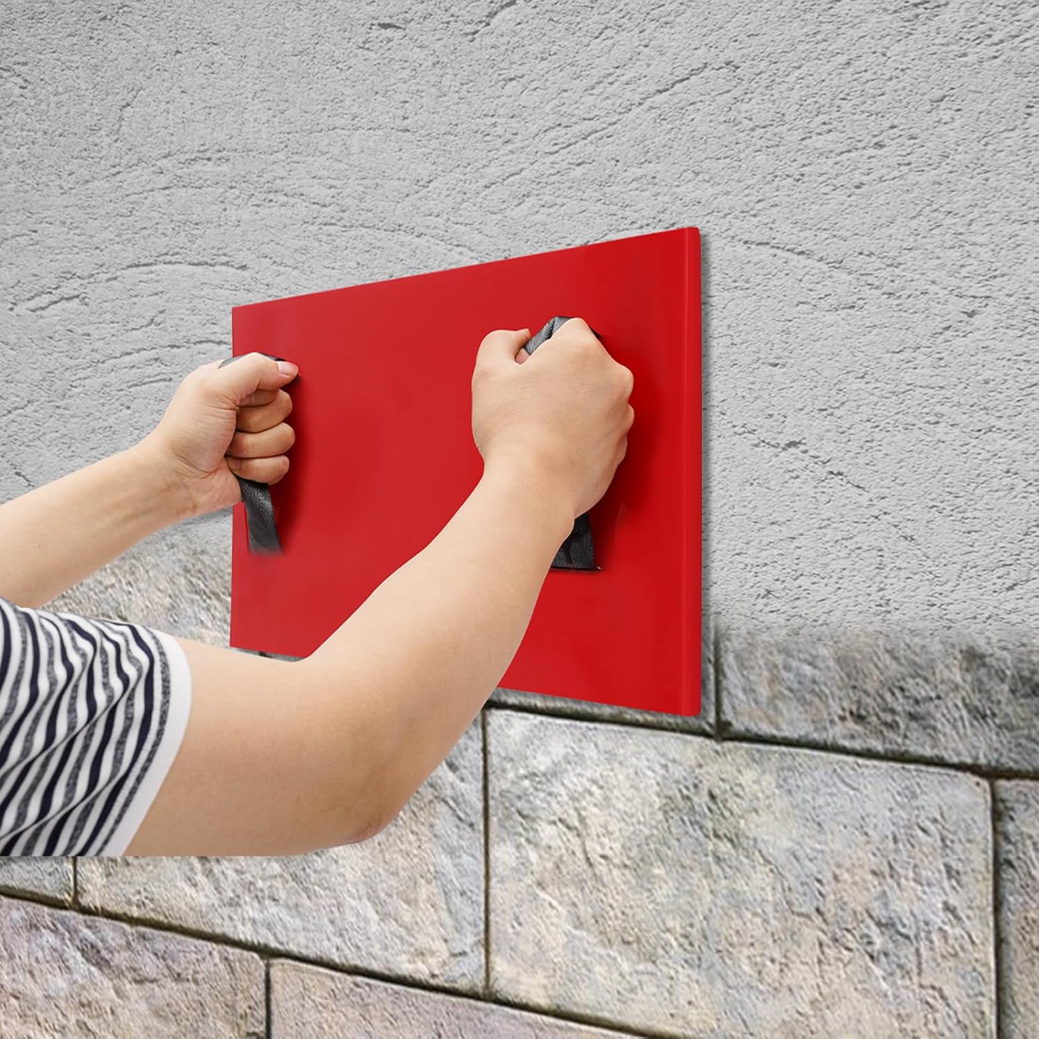 24"x12" Concrete Stamps Mats, Slate Stamps with Handle for Walls Floors, Polyurethane Stone Texture Cement Stamps for Walls/Floors