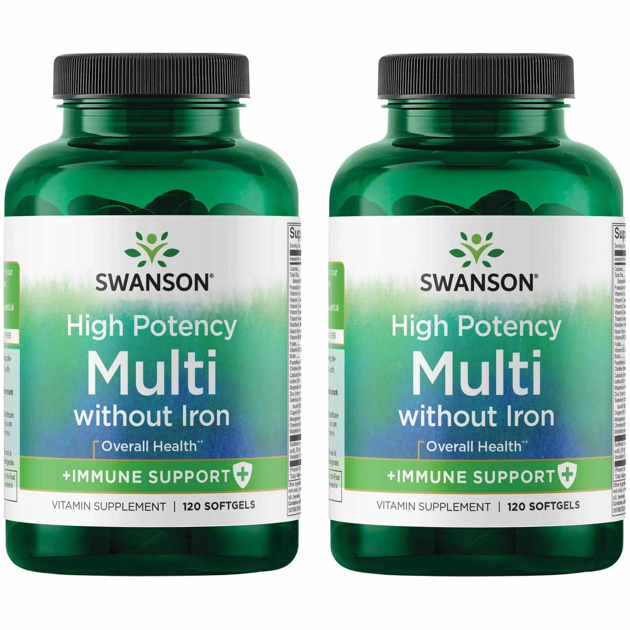 Swanson Multi Without Iron Daily Multivitamin, 120 Softgels, 2 Pack