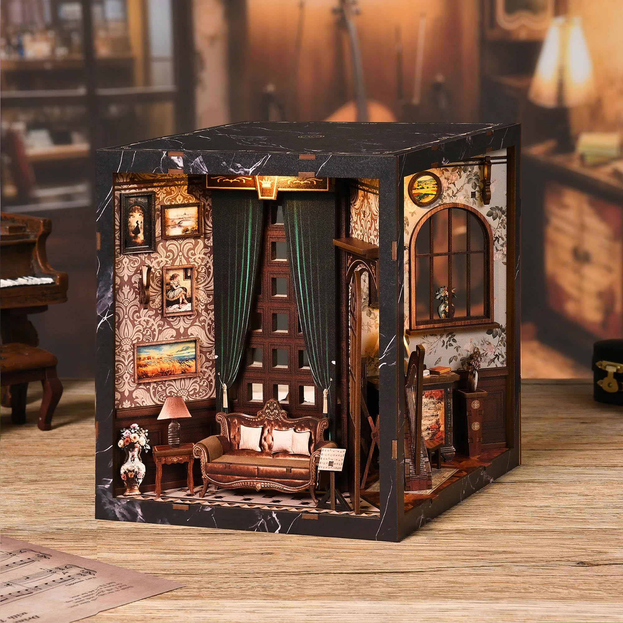 Book Nook Cube Nook Multidimensionnel – Diorama DIY à Construire 4 Univers – Décoration Bibliothèque Originale avec LED