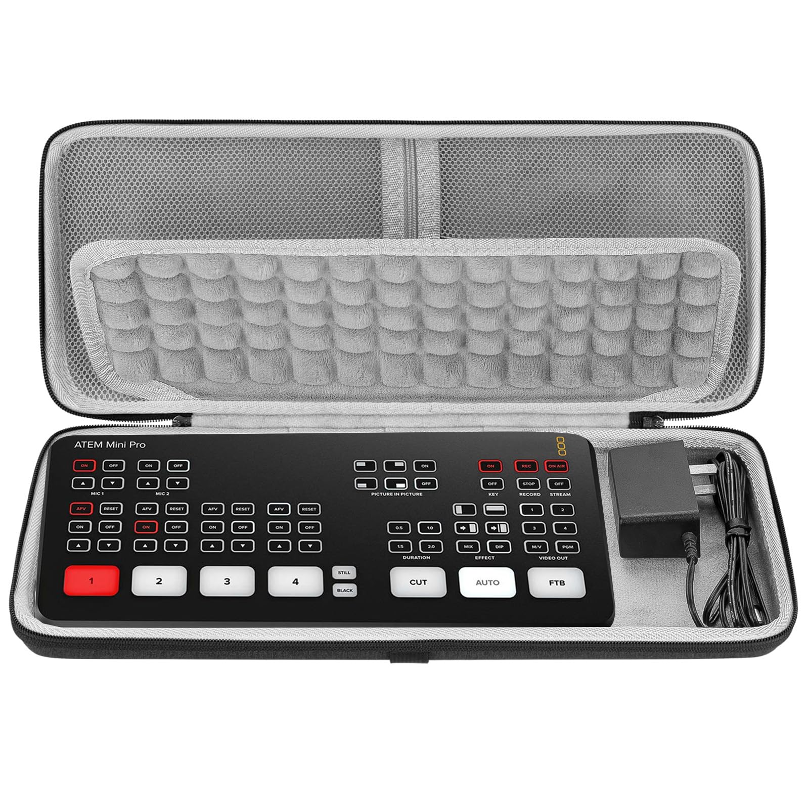 GEEKRIA Hard Shell Travel Carrying Case, EVA Protective Bag Compatible with Blackmagic Design ATEM Mini Pro (Dark Gray)