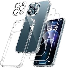 FLLAO 4 in 1 Case for iPhone 12 Pro with 2 Screen Protector and 1 Camera Lens Protector, [Built-in Air Pad] Anti-Shock Anti-Scratch Case 6.1 Inches, Transparent