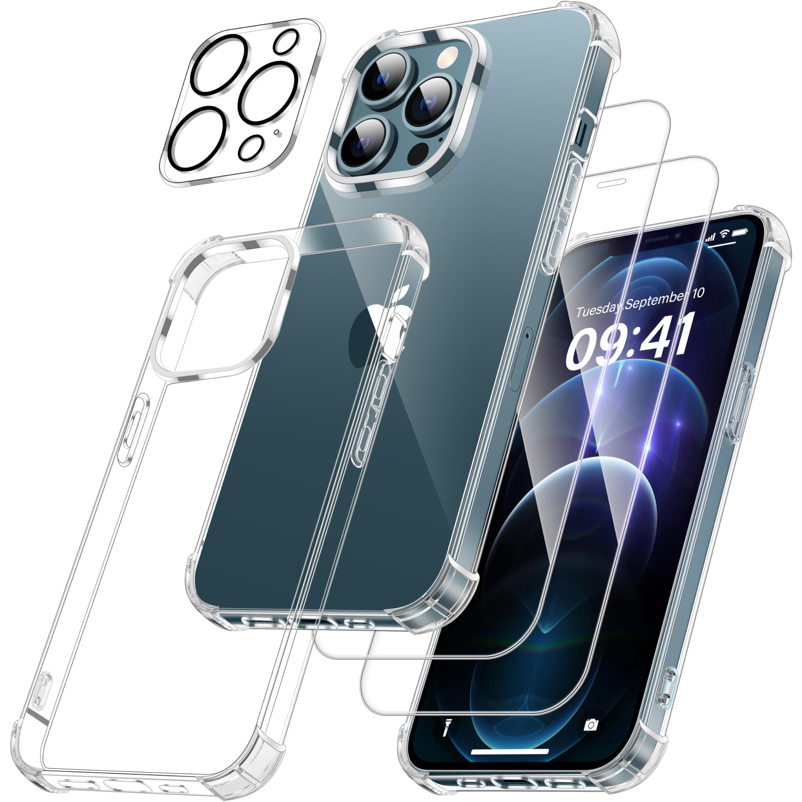 FLLAO 4 en 1 Funda para iPhone 15 con 2 Protector Pantalla y 1 Protector Lente Cámara, [Almohadilla de Aire integrada] Antigolpes Antiarañazos Carcasa 6,1 Pulgadas, Transparente — view 79