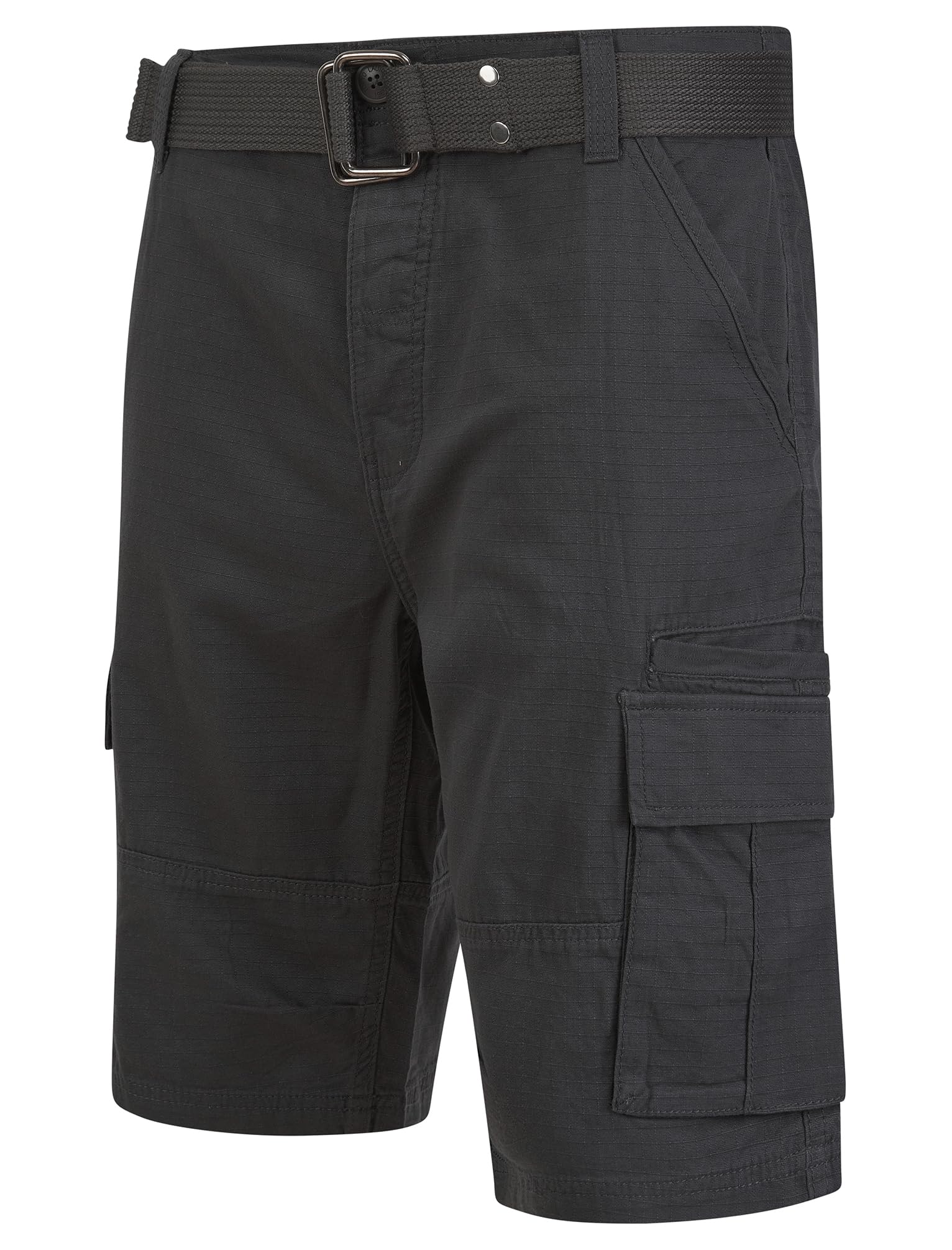 Tokyo Laundry Mens Multi-Pocket Ripstop Cotton Cargo Shorts with Woven Belt