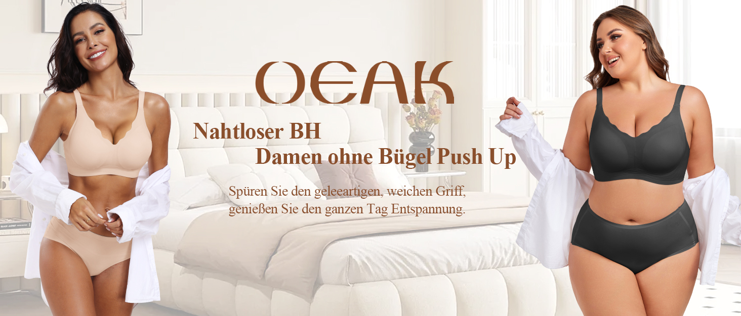 HORISUN Niet-bedrade bh's voor vrouwen diepe V Naadloze Push Up BH Comfort Plunge T-shirt BH Zachte Volledige dekking Dagelijkse BH (Beige 4XL