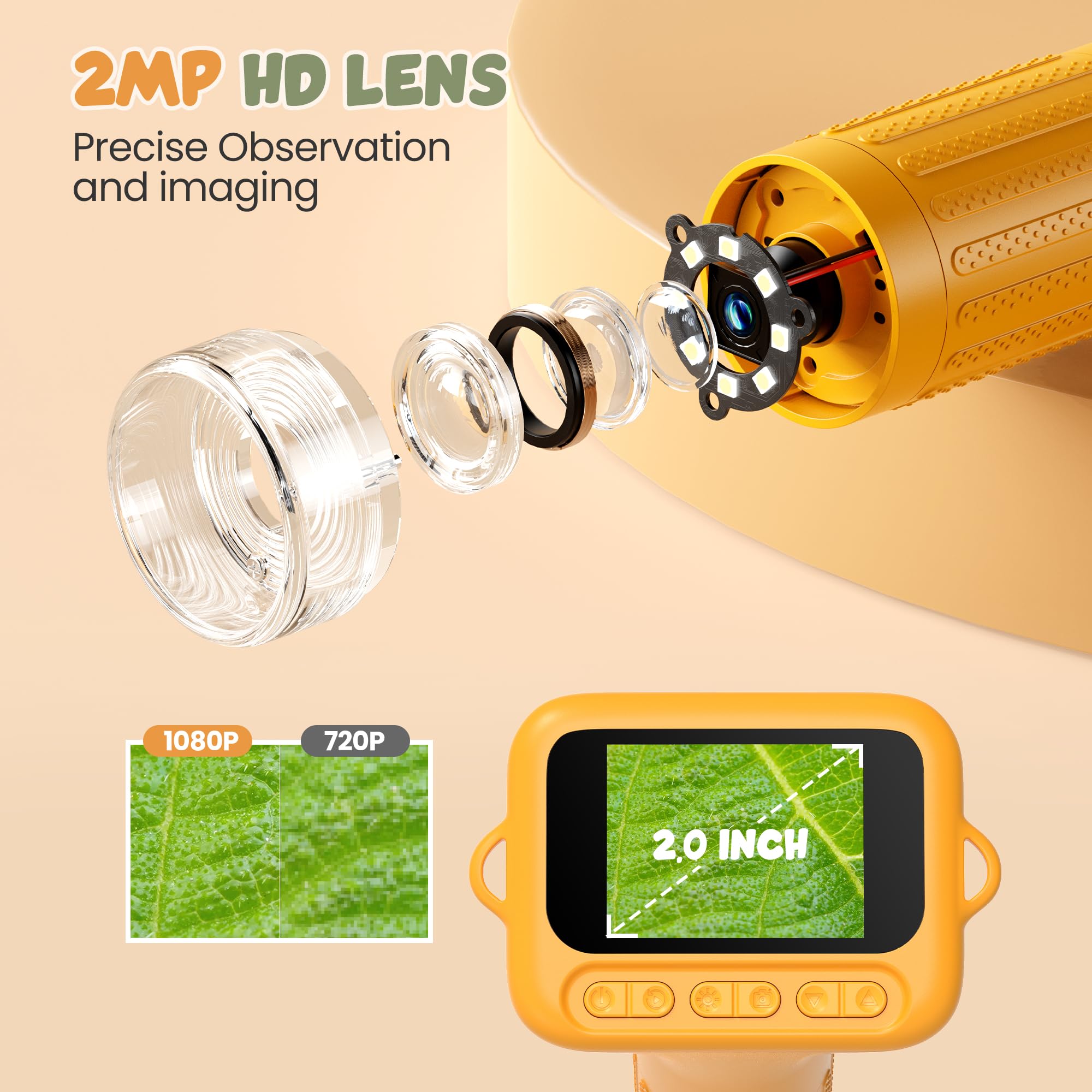 Sprifityy Microscoop voor kinderen, 200-1000 x zakmicroscoop voor kinderen, 2,4 inch IPS-scherm, USB-microscoop, 8 ledlampjes, aansluiting op pc, mini-digitale microscoop vanaf 3 jaar, groen Sprifityy Microscoop voor kinderen, 200-1000 x zakmicroscoop voor kinderen, 2,4 inch IPS-scherm, USB-microscoop, 8 ledlampjes, aansluiting op pc, mini-digitale microscoop vanaf 3 jaar, groen