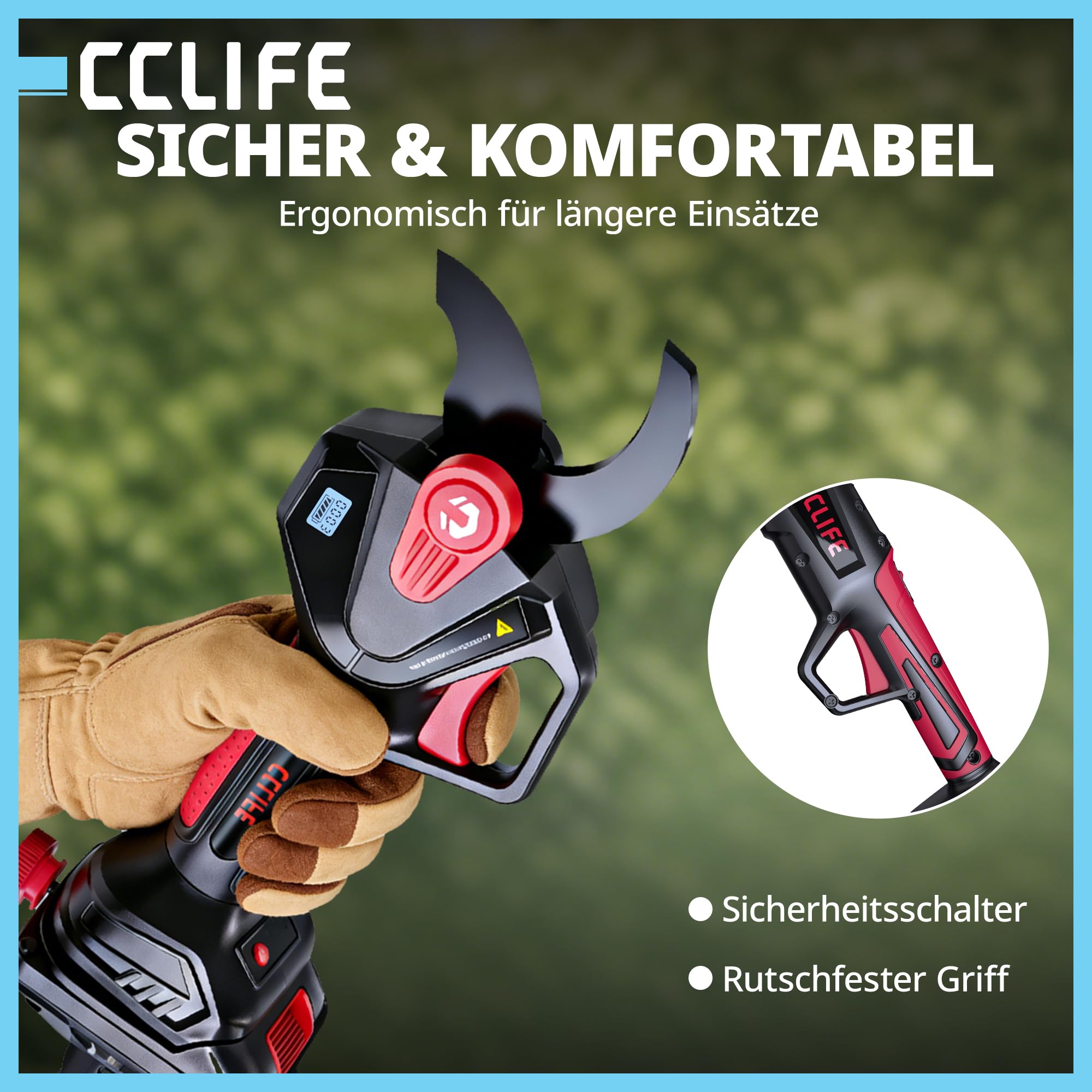 CCLIFE Akku Astschere 2-in-1 Set mit 2M Teleskopstange bis 40mm Schnittdurchmesser Kompatibel mit Makita 18V/20V (ohne Akku)