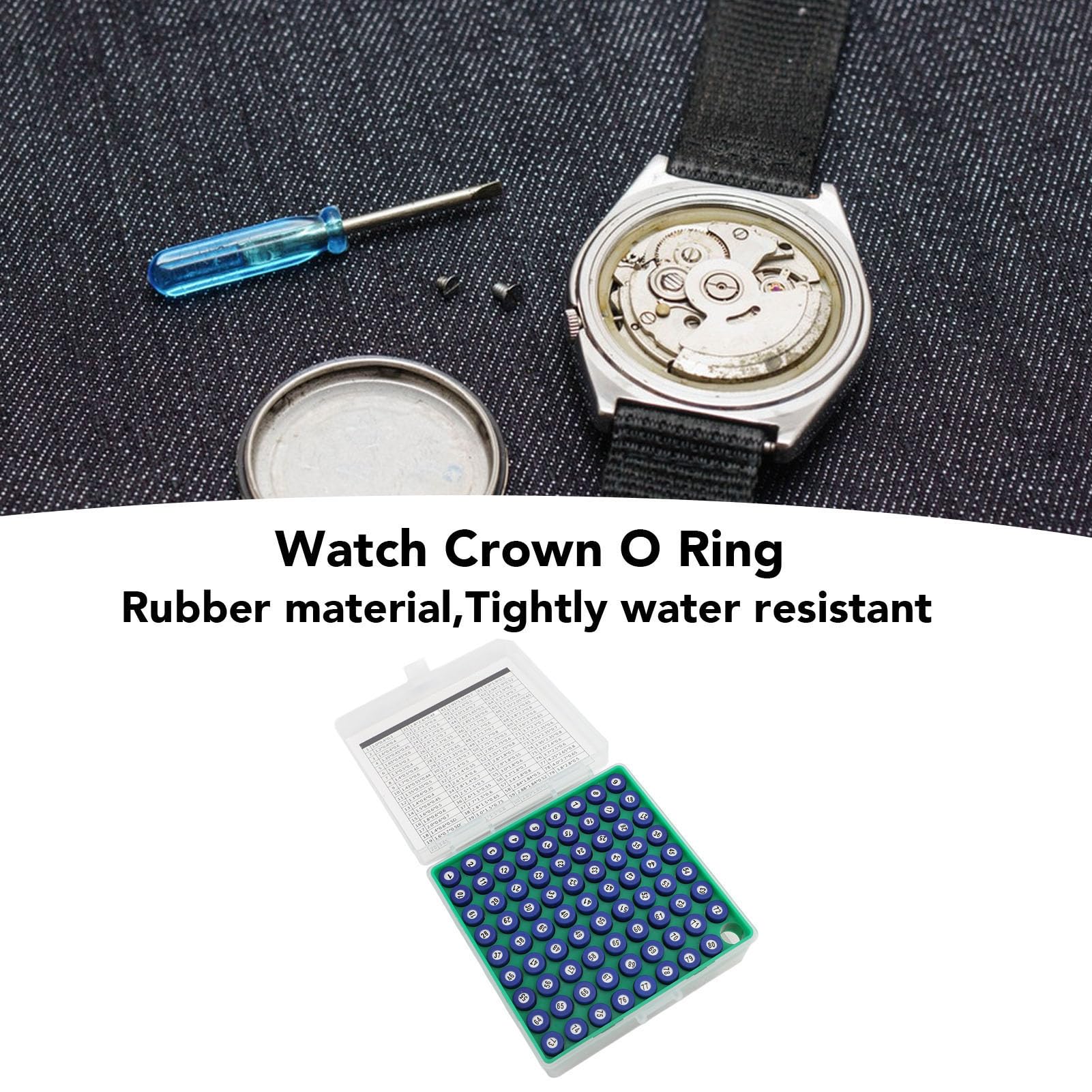 Kit di anelli O per corona di orologio da 1600 pezzi, guarnizioni in gomma elastica ad alta precisione in 80 dimensioni per la riparazione di orologi, guarnizioni per corona resist