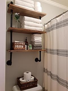 ROGMARS 3-Tier Real Pine Wood Floating Shelf, 20x7.87x41.3in, Industrial Retro Style, Bathroom Wall Shelves, Kitchen Shelves