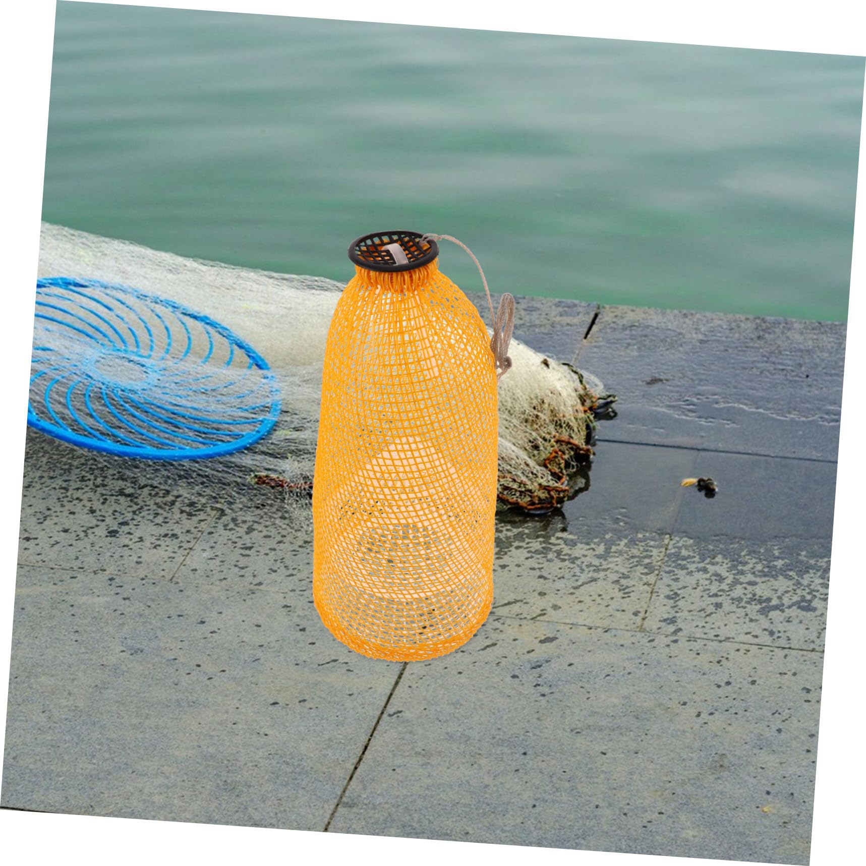 KOMBIUDA Jaula de Red Plegable para Pesca, Plástico Naranja, Tipo Jaula