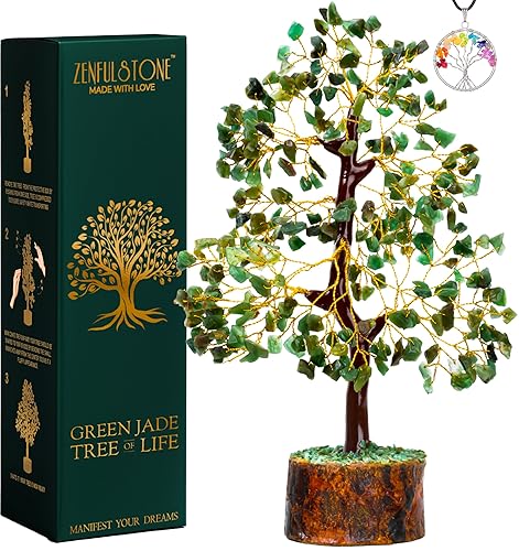 Green Jade Crystal Tree of Life for Luck & Prosperity