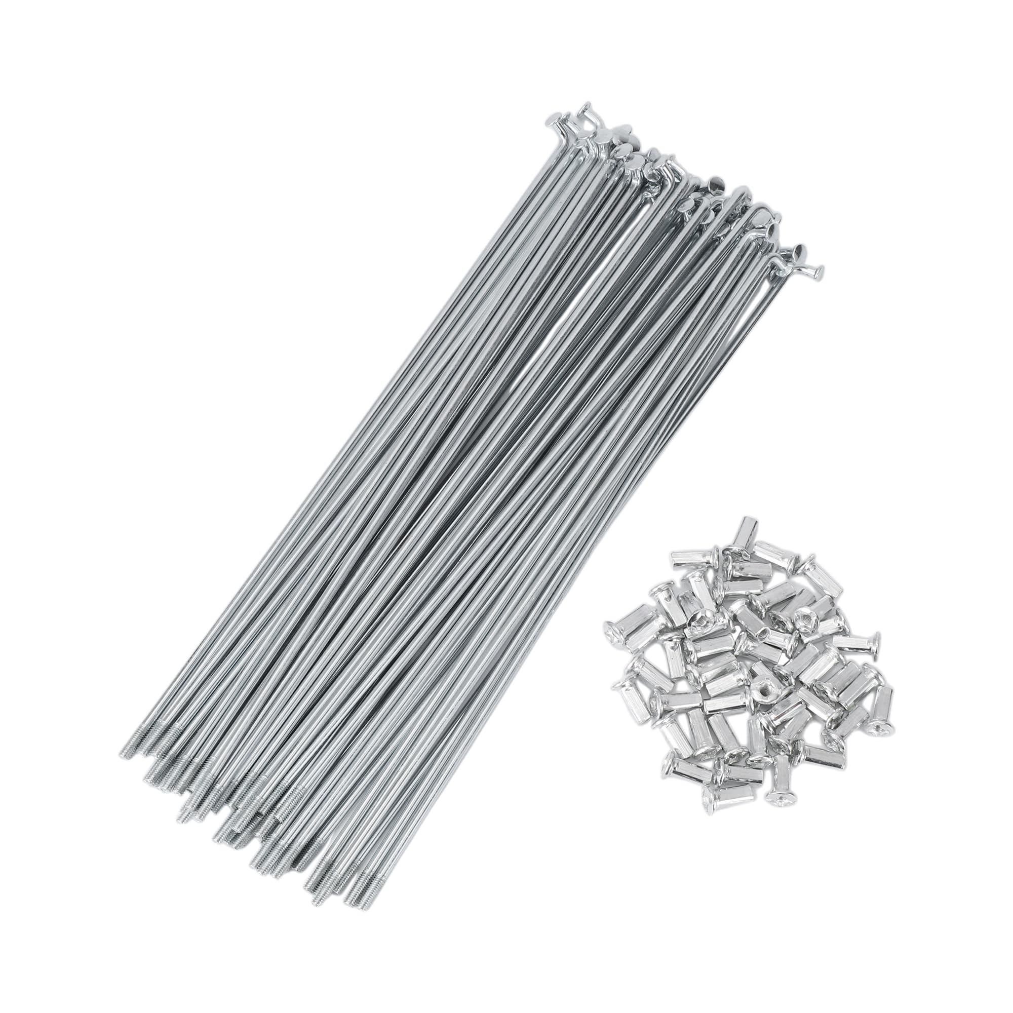 X AUTOHAUX 48 Set 10G Bicycle Spokes 225mm Bike Wheel Spokes Carbon Steel Galvanized Silver Tone