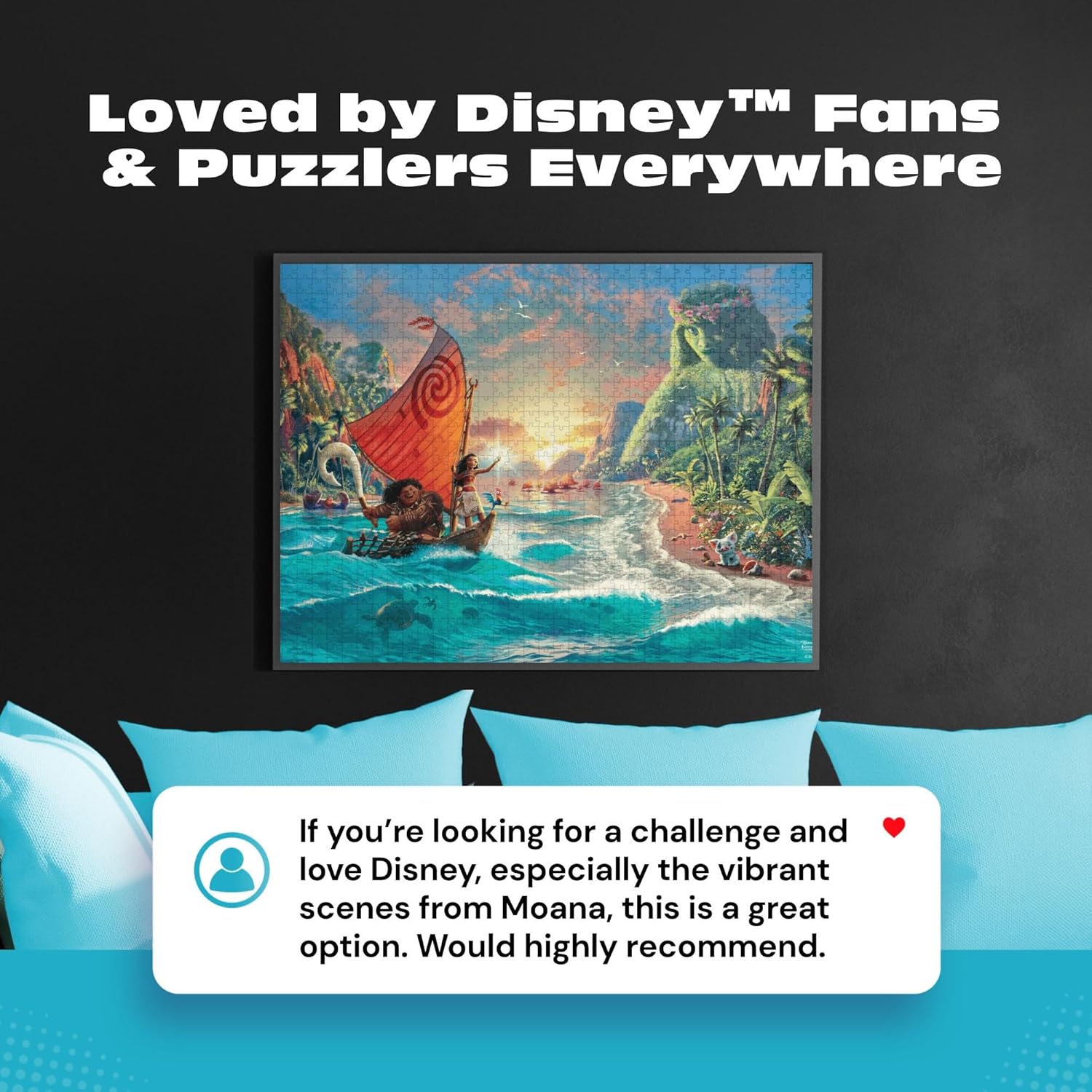 Ceaco - Thomas Kinkade Disney Dreams - Disney’s Moana - 1000 Piece Jigsaw Puzzle for Adults - Vibrant Thomas Kinkade Art - Premium Disney Puzzle for Collectors