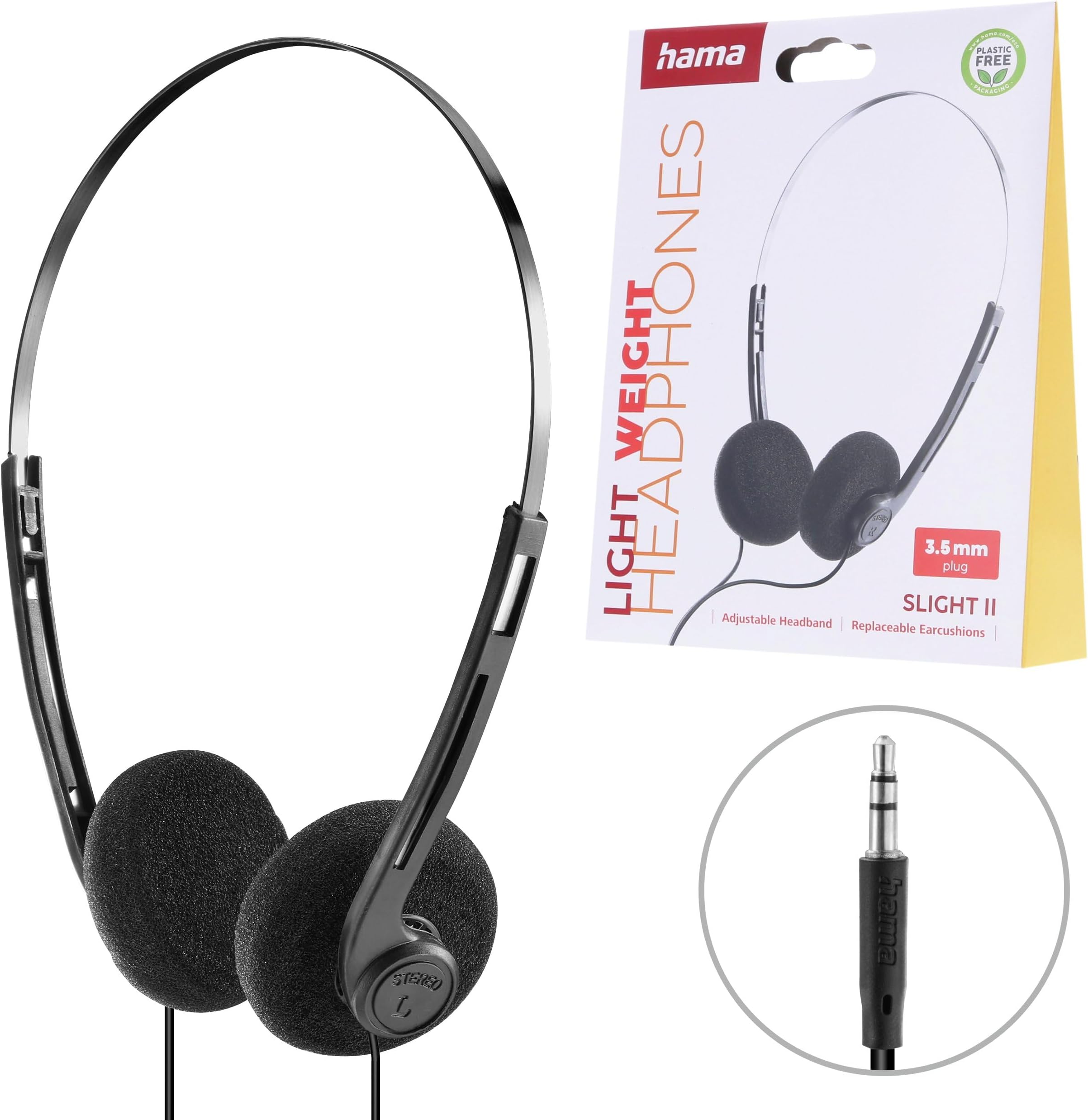 [Wired Headphones/hama Slight II German Design/German Quality Control/Stylish European Design/3.5mm Stereo Mini Jack/Wired Headphones/20Hz - 20kHz Compatible