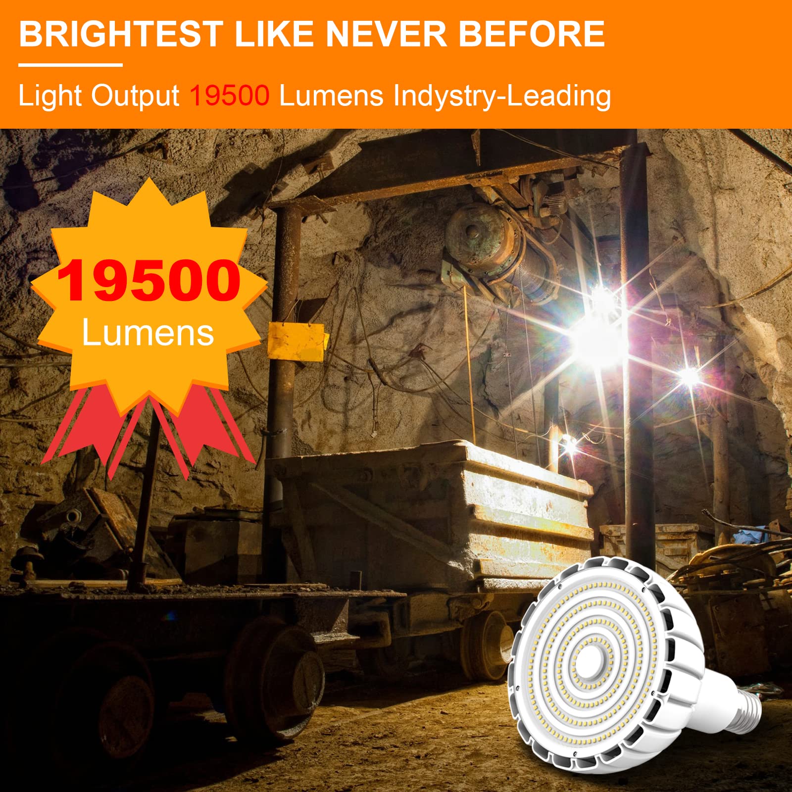 iodoo 150W E27 Neutralweiß (Entspricht 1200W Glühbirne), LED Birne Industrielampe mit E40 Adapter, 19500LM 6500K 270° Abstrahlwinkel Sparsam LED Leuchtmittel für Garage Werkstatt Lager Fabrik