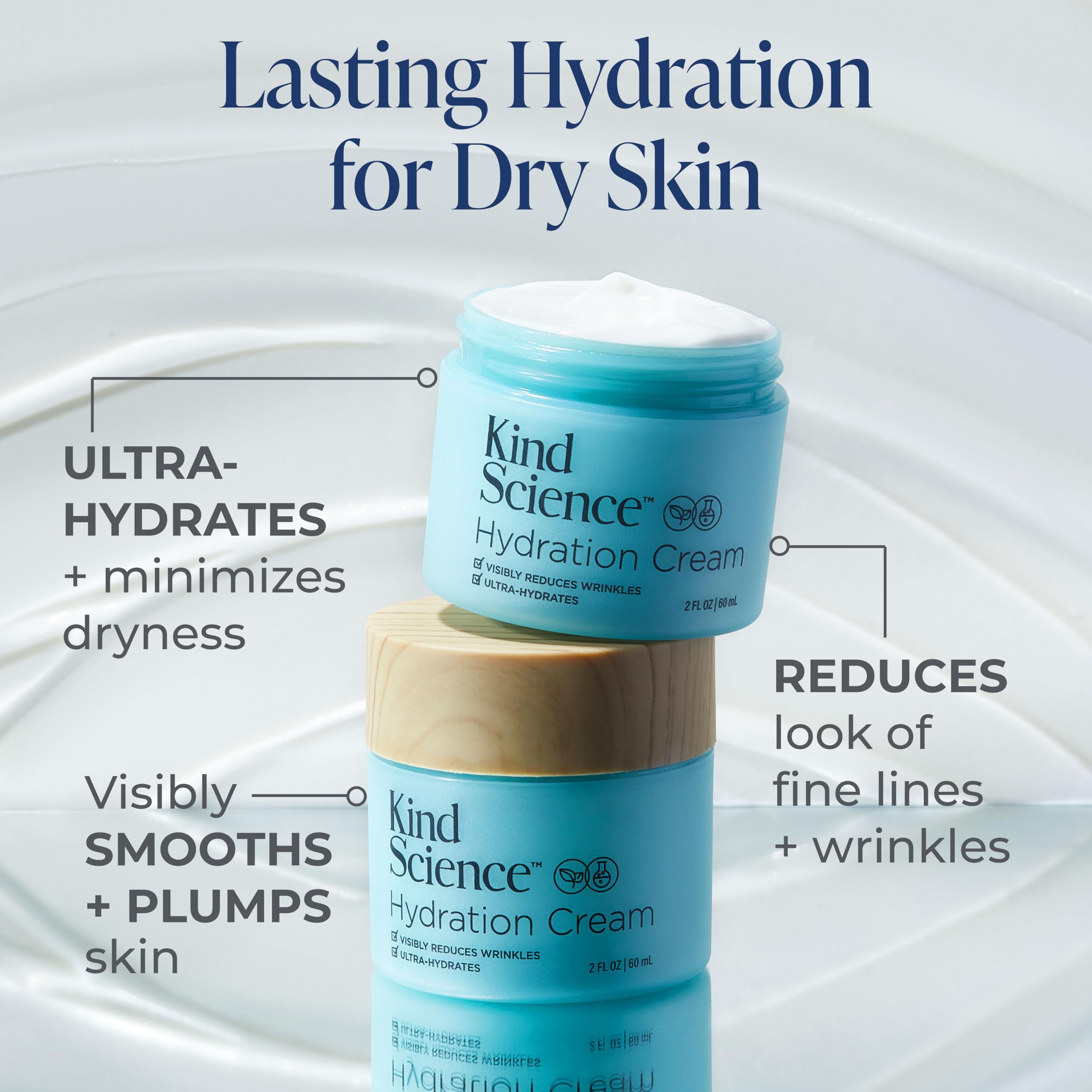 Kind Science Hydration Cream Facial Moisturizer, Anti-Aging, Fragrance-Free, 2 oz