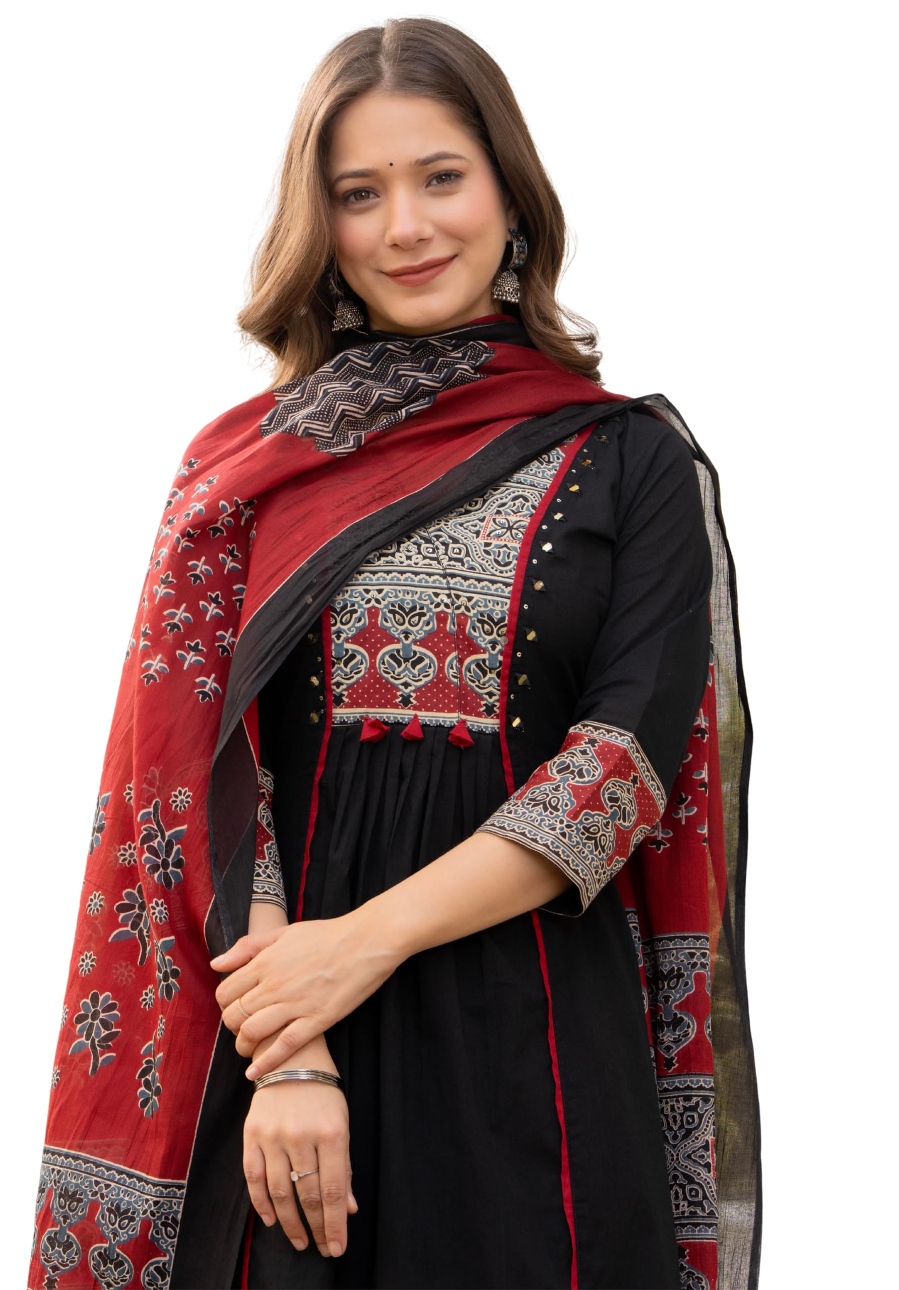 Amayra Women's Pure Cotton A-Line Kurta Set with Palazzo Pants & Dupatta|Ethnic wear|Kurti Suit Set for Women